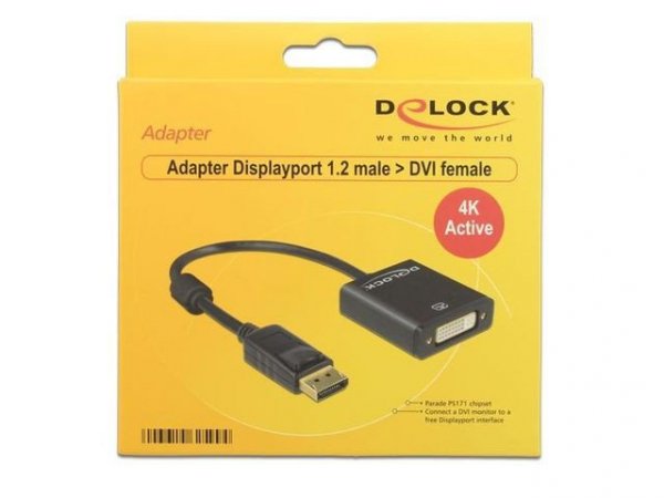 Delock Adapter DisplayPort (M) 1.2-&gt;DVI(24+5)(F) 4K Active