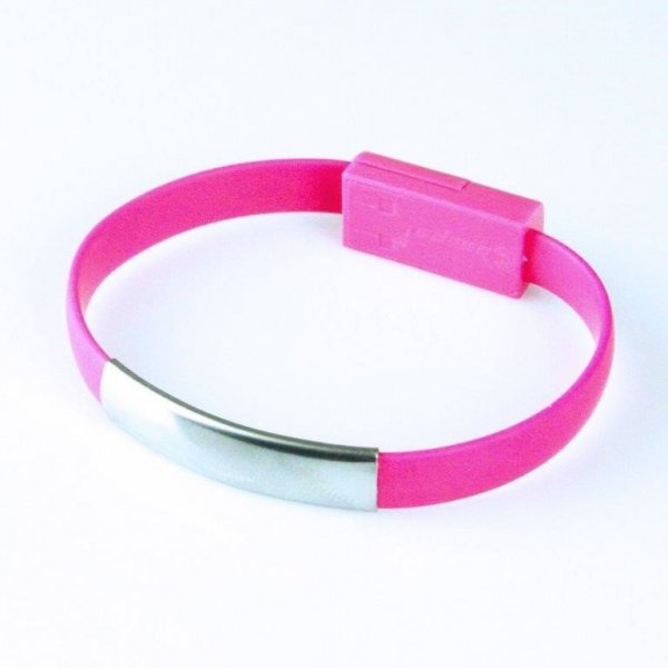 Global Technology Kabel USB/microUSB bransoletka, różowy