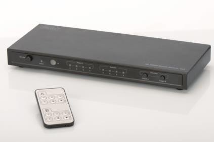 Digitus Przełącznik/Matrix HDMI 5/2-porty, 4K 30Hz UHD 3D, HDCP 1.3, audio, z pilotem