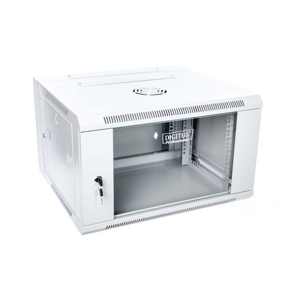 Digitus Szafa wisząca dwusekcyjna 19 6U 368/600/550mm, drzwi szklane, szara (RAL7035), zmontowana