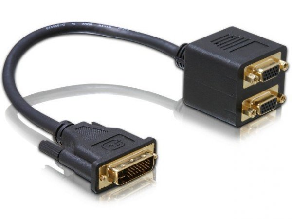 Delock Adapter DVI-I(M)(24+5)-&gt;2xVGA(15F)