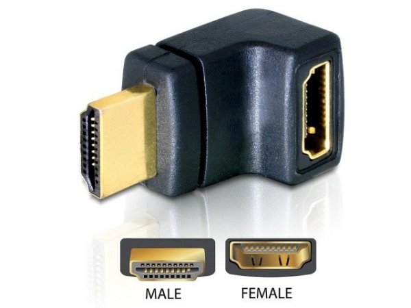Delock Adapter HDMI(M)-&gt;HDMI(F) kątowy prawy