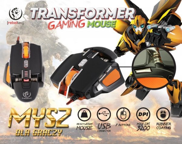 Rebeltec Gamingowa mysz optyczna USB TRANSFOMER