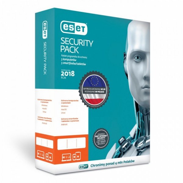 ESET Security Pack BOX 3PC+3Sm 12M ESP-K-1Y-6D Przedłużenie