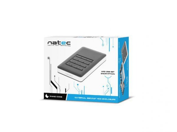 NATEC Kieszeń zewnętrzna HDD/SSD Sata Rhino Code 2,5&#039;&#039; USB 3.0         szyfrowana