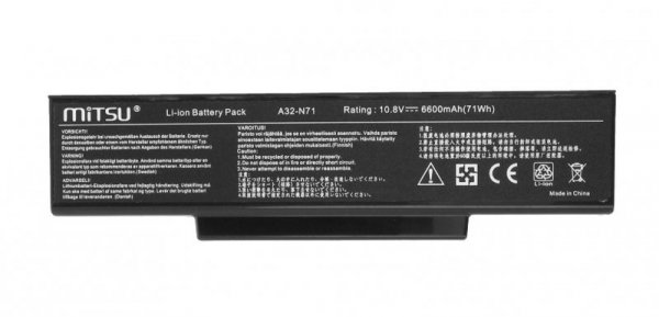 Mitsu Bateria do Asus K72, K73, N73, X77  6600 mAh (71 Wh) 10.8 - 11.1 Volt