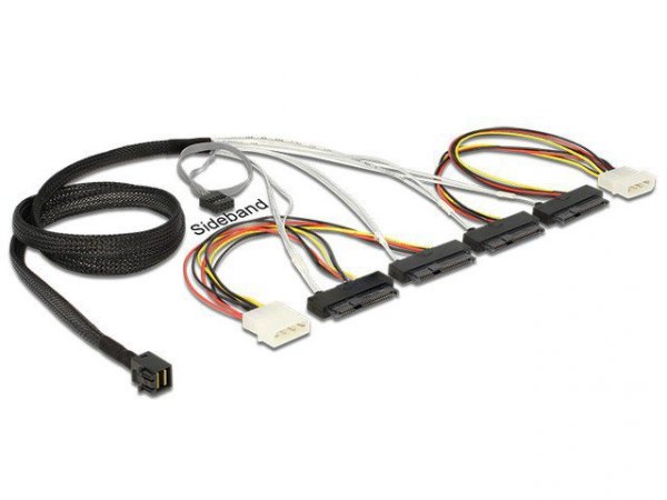Delock Kabel mini SAS HD 4xSFF-8643 -&gt; SAS 4xSFF-8482 + Power 1m