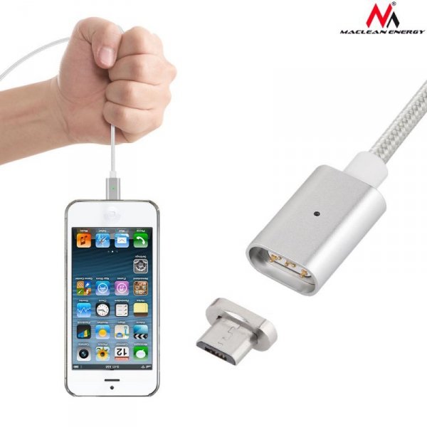 Maclean Kabel micro USB magnetyczny silver MCE160 - Quick & Fast Charge