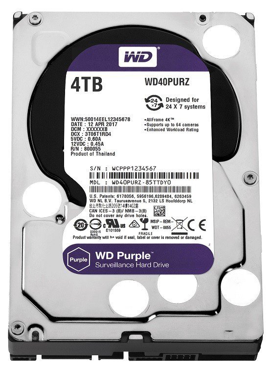 Western Digital HDD Purple 4TB 3,5&#039;&#039; 64MB  SATAIII/5400rpm