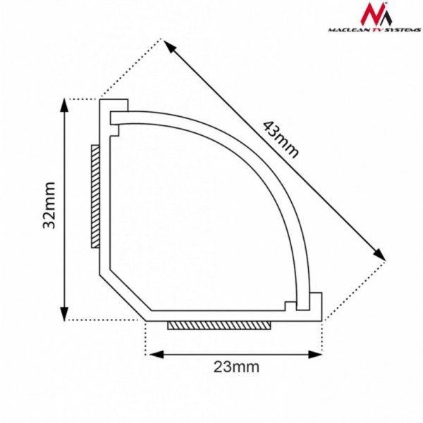 Maclean Listwa maskująca kanał kablowy 1.5m 43x23 mm Biała MCTV-575 z taśmą