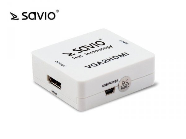 Elmak SAVIO CL-110 Konwerter/Adapter VGA -&gt; HDMI Full HD/1080p 60Hz