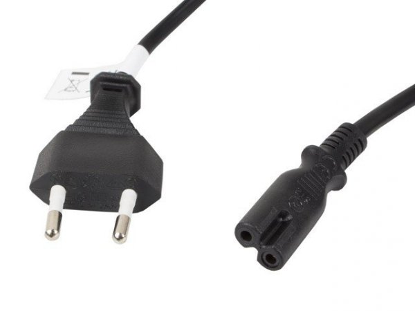Lanberg Kabel zasilający EURO (radiowy) CEE 7/16 - IEC 320 C7 1.8M VDE   czarny