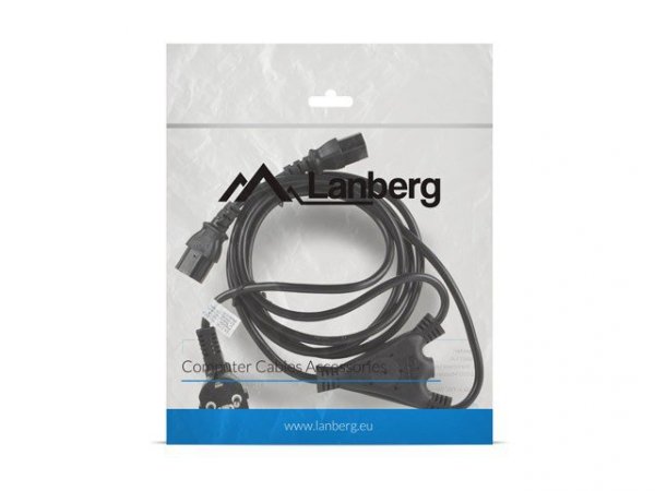 Lanberg Kabel zasilający CEE 7/7 - 2x IEC 320 C13 VDE 2M czarny