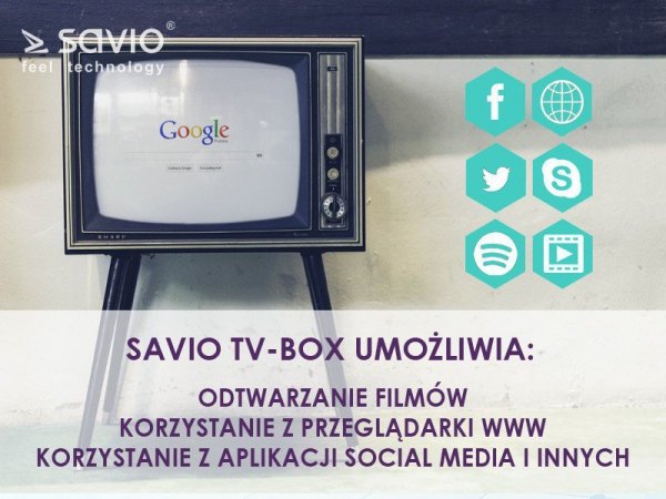 Elmak Odtwarzacz multimedialny SAVIO TB-P01 Smart TV Box Premium