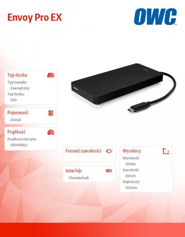 OWC Envoy Pro EX 250GB SSD 1800MB/s Thunderbolt 3