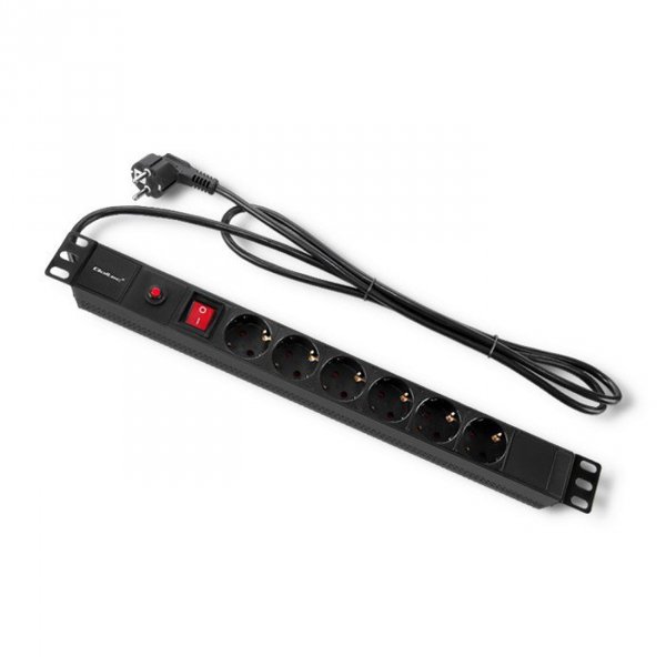 Qoltec Listwa zasilająca CB do szafy RACK | 19cali | 1U | 16A | PDU |  6xSCHUKO | 2m