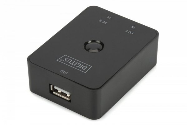 Digitus Przełącznik USB 2.0, 2 PC - 1 urządzenie, samozasilający