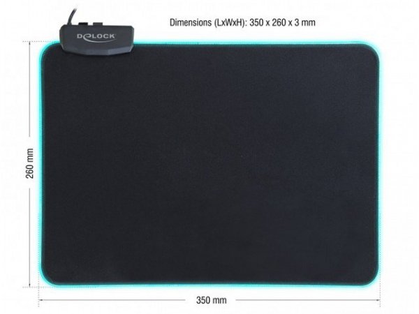 Delock Podkładka pod mysz RGB podświetlana czarna 900x400mm