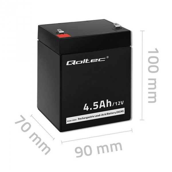 Qoltec Akumulator AGM | 12V | 4.5Ah | max.1.35A
