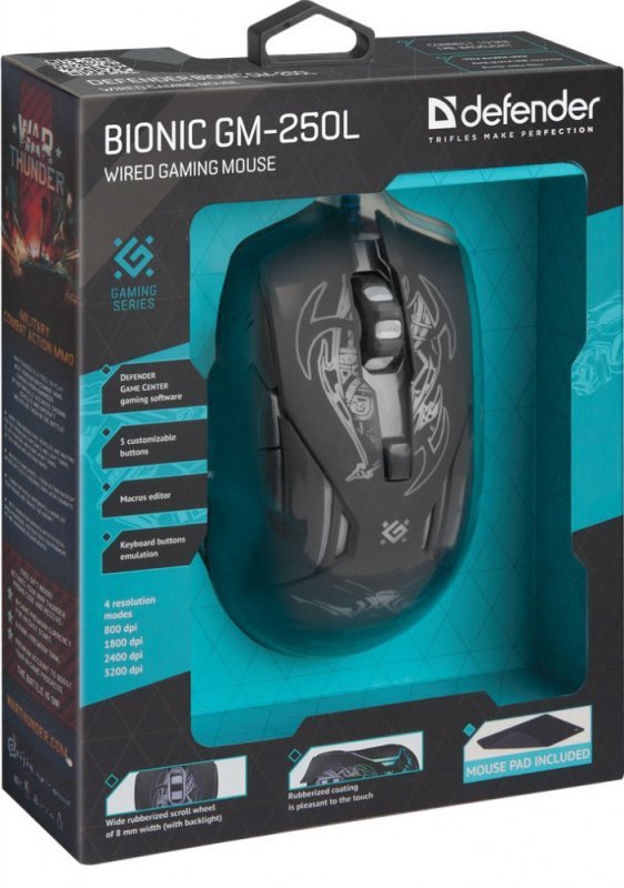Defender Mysz GM-250L Bionic Optic 3200dpi 6P