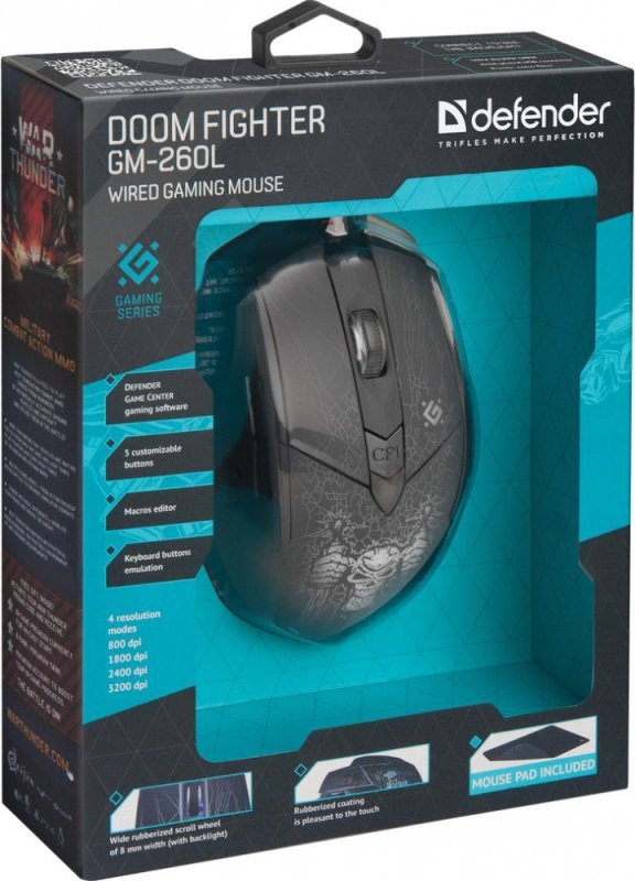 Defender Mysz GM-260L Doom Fighter Optic 3200dpi 6P