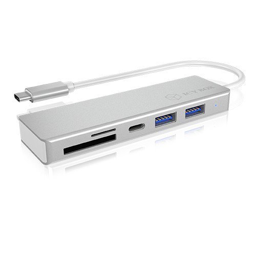 IcyBox HUB USB 3.0 typu C z 3 portami USB i czytnikiem  kart pamięci IB-HUB1413-CR