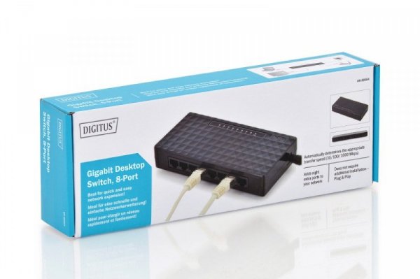 Digitus Switch niezarządzalny Gigabit Desktop 8-portów 8x10/100/1000Mbps