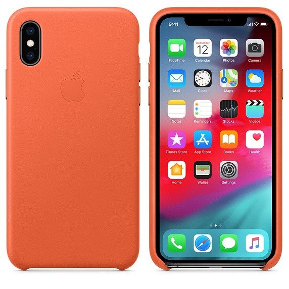 Apple Etui skórzane iPhone XS - oranż