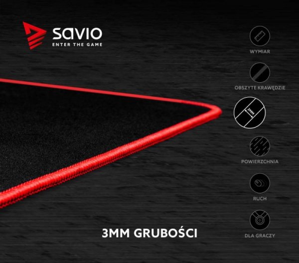 Elmak Podkładka pod mysz gaming SAVIO Turbo Dynamic L 700x300x3mm, obszyta