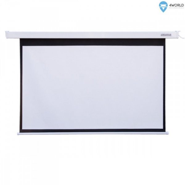 4world Ekran projekcyjny z pilotem, elektryczny, ścienny/sufitowy, 144x81 (16:9) biały matowy