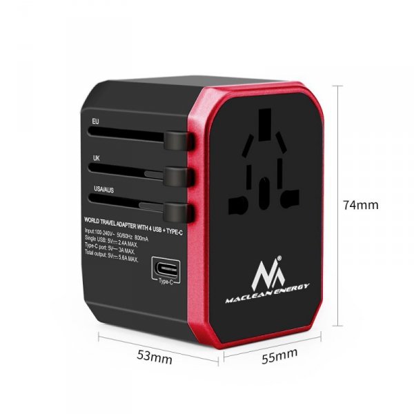 Maclean Adapter podróżny USB z zasilaczem MCE238