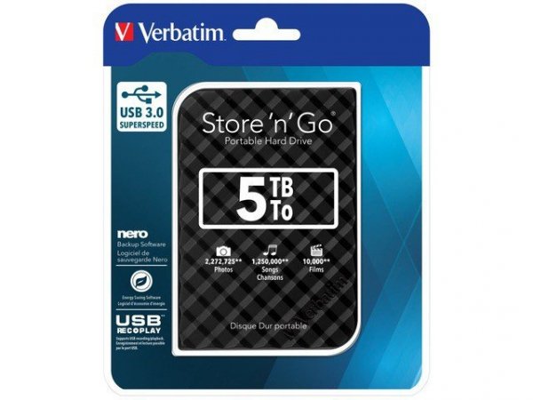 Verbatim Store&#039;n&#039;Go 5TB 2.5&#039;&#039; USB 3.0 GEN2 Czarny