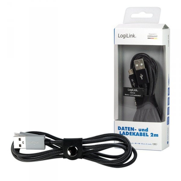 LogiLink Kabel USB 2.0 A męski do Micro-B męski, dł. 2m Szary