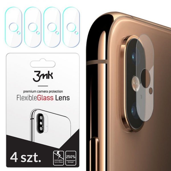3MK Szkło hybrydowe FlexibleGlass Lens iPhone Xs Max na obiektyw aparatu 4 szt