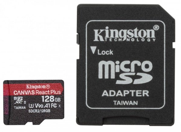 Kingston Karta pamięci microSD 128GB React Plus 285/165MB/s czytnik+adapter