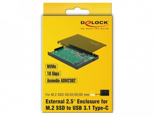 Delock Obudowa zewnętrzna SSD M.2 NVME USB-C 3.1 Gen 2 czarny slim