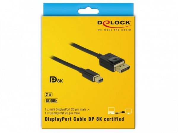Delock Kabel Displayport Mini - Displayport 2m M/M v1.4 8K czarny