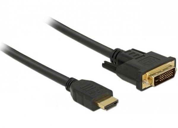 Delock Kabel HDMI(M)-&gt;DVI-D(M)(24+1) 0.5M CZARNY DUAL LINK POZŁACANE   STYKI