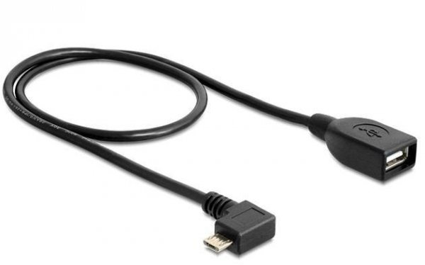 Delock Kabel USB MICRO(M) kątowy prawo-&gt;USB-A(F) 2.0 0.5M OTG czarny