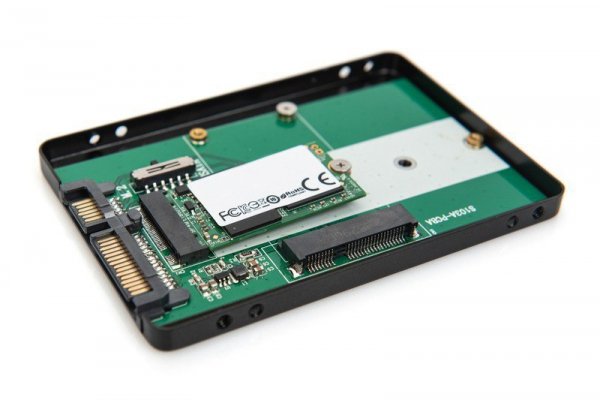 Digitus Adapter na dysk SATA/HDD 2,5&quot; M.2 /mSATA SATA 3,6 Gbit/s, zapis do 520 MB/s Aluminiowa