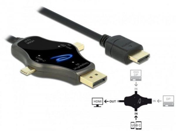 Delock Kabel 3w1 USB C+ Mini DisplayPort