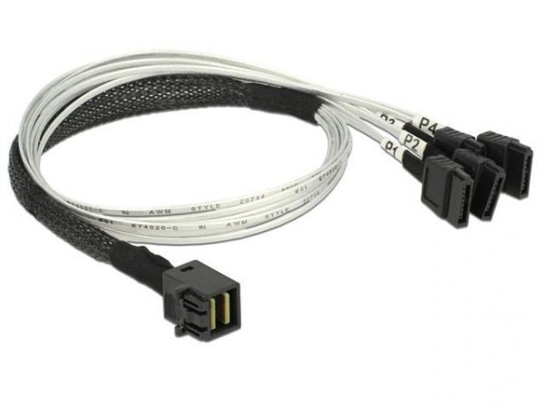 Delock Kabel SAS Mini HD SFF-8643(M) - 4xSATA7 PIN(F) 0.5m