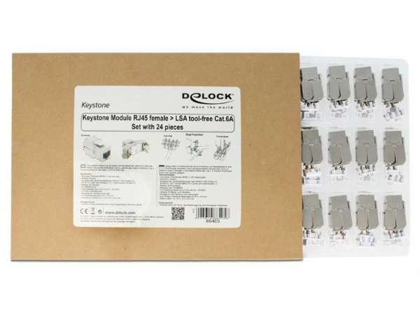 Delock Moduł Keystone z gniazdem RJ45 &gt; LSA kat.6A STP 24 sztuki