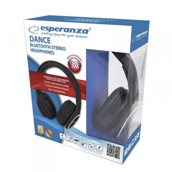 Esperanza Słuchawki bluetooth dance Czarne