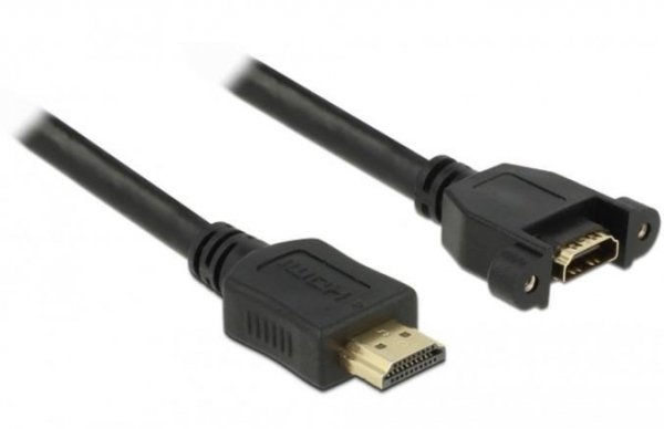 Delock Przedłużacz HDMI M/F V1.4 0.5m czarny do panelu