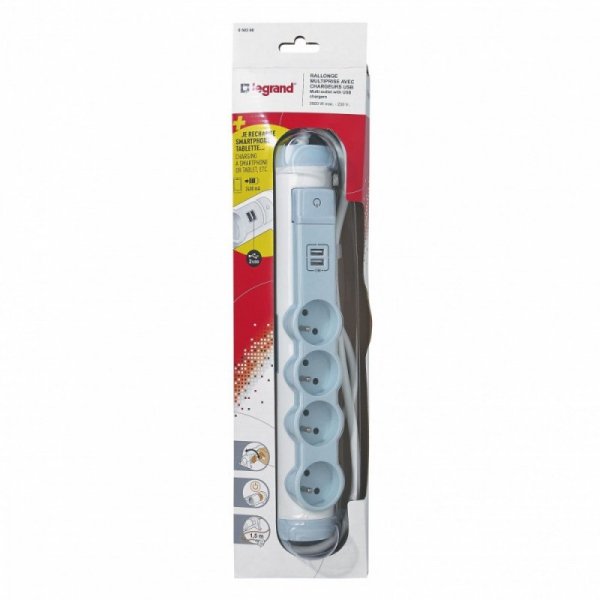 Legrand Przedłużacz 4x2P+Z 1,5m 2xUSB