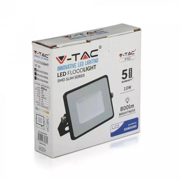 V-tac Projektor LED 10W 6400K 800lm Czarny