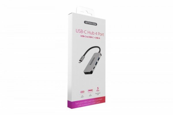 SITECOM Hub USB-C 4 por 2xUSB-A + 2XUSB-C 5Gbps