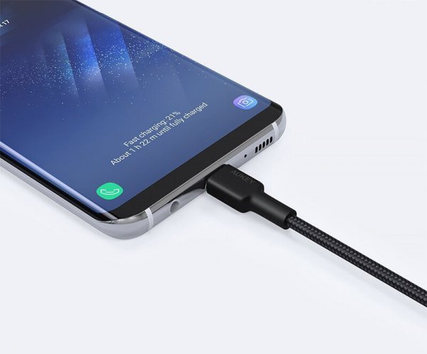 AUKEY CB-CA3 OEM nylonowy kabel Quick Charge USB C-USB A | FCP | AFC | 3m | 5Gbps | 3A | 60W PD | 20V