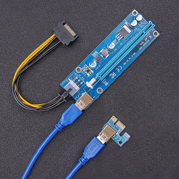 Qoltec Riser PCI-E 1x - 16x | USB 3.0 | ver.009S | SATA/PCI-E 6 pin